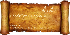 Lopóczi Leopold névjegykártya